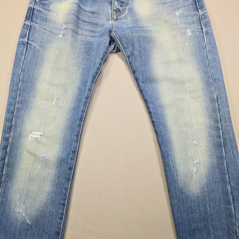 Cotton & Silk Jeans Distressed Straight Leg Medium Wash Blue Mens Size 50 IT - Picture 9 of 15